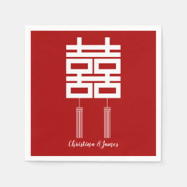 Servilleta De Papel Toallas de Boda de la felicidad doble roja moderna