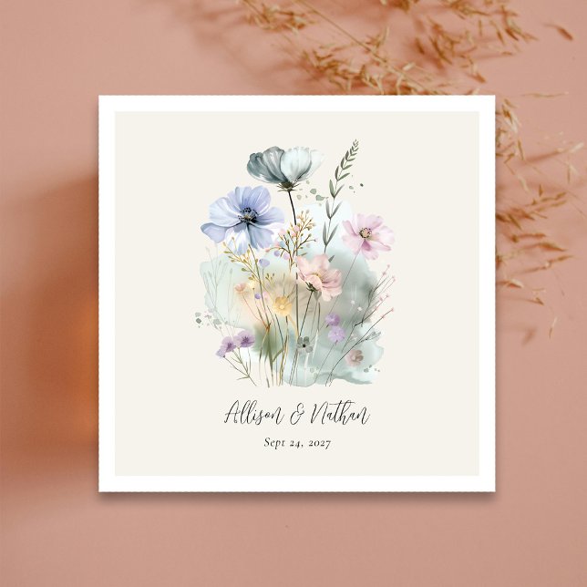 Servilleta De Papel Toallas de Boda de marfil con floral acuarela Rubo (Ivory Wedding Napkins with Blush Watercolor Floral)