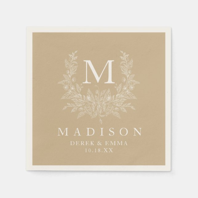Servilleta De Papel Toallas de Boda de monograma rústico (Anverso)