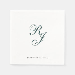 Servilleta De Papel Toallas de Boda de Monograma Verde Esmeralda de mo