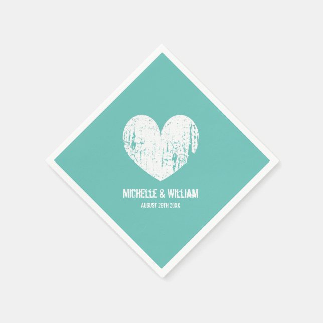 Servilleta De Papel Toallas de boda de playa | turquesa rústica y blan (Borde)