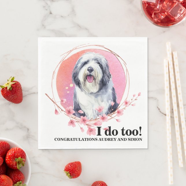 Servilleta De Papel Toallas de Boda de Sheepdog inglesa con foto (In situ)