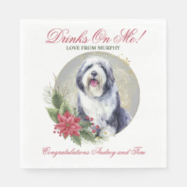 Servilleta De Papel Toallas de Boda de Sheepdog inglesa con foto