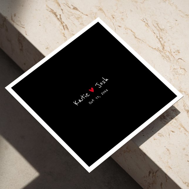 Servilleta De Papel Toallas de Boda negro con nombres manuscritos (Black Wedding Napkins with Handwritten Names)