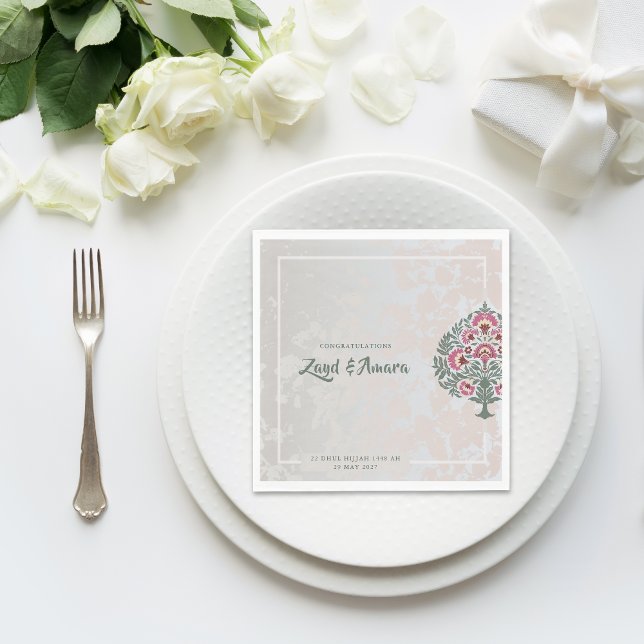 Servilleta De Papel Toallas de boda personalizadas - Motif floral mogo (Subido por el creador)