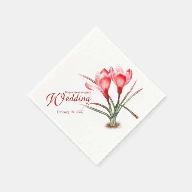 Servilleta De Papel Toallas de boda rojo crocus acuarela (Borde)