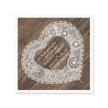 Toallas de boda rústicas de madera y encaje
