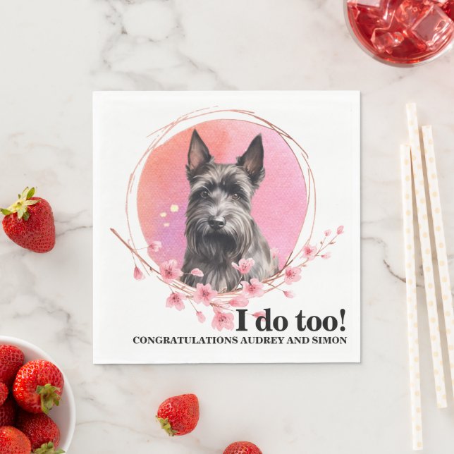 Servilleta De Papel Toallas de Boda Terrier Escocesa con foto de perro (In situ)