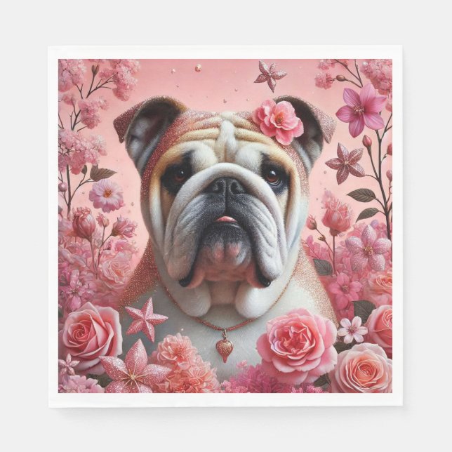 Servilleta De Papel ¡Toallas de bulldog rosado! (Anverso)