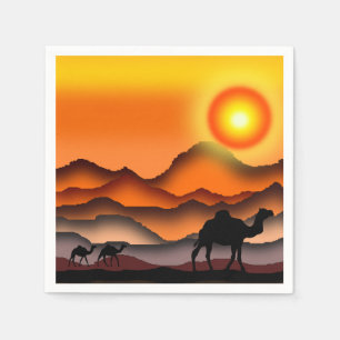 Servilleta De Papel Toallas de camello del desierto del atardecer