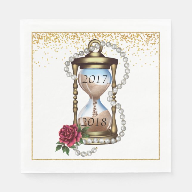 Servilleta De Papel Toallas de Cocktail de Año Nuevo Oro (Anverso)