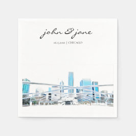 Servilleta De Papel Toallas de Cocktail Personalizadas de Chicago Skyl