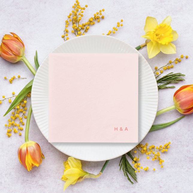 Servilleta De Papel Toallas de cóctel Boda rosa ligero personalizado (Personalized Light Pink Wedding Cocktail Napkins for a Spring Wedding Pink Wedding)