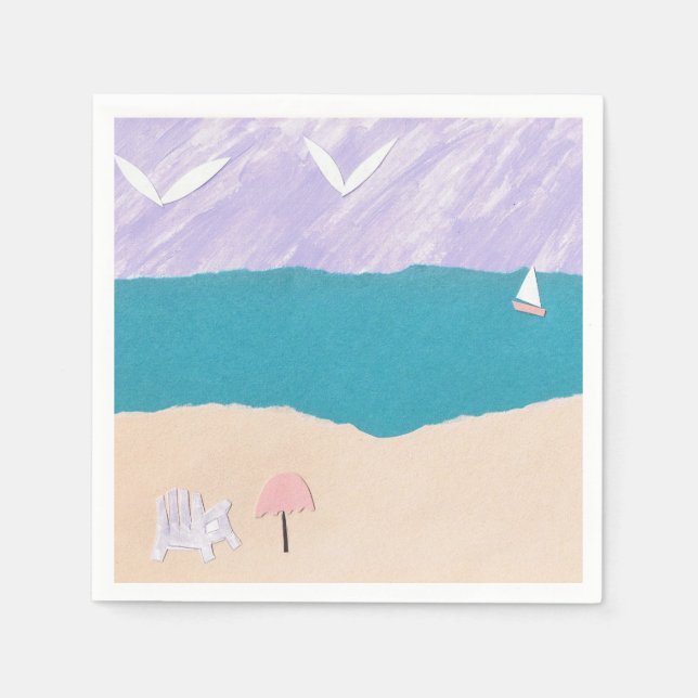 Servilleta De Papel Toallas de cóctel con diseño de playa (Anverso)