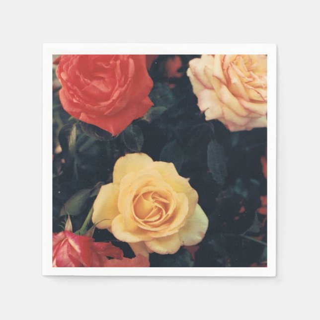 Servilleta De Papel Toallas de cóctel con Rosas (Anverso)