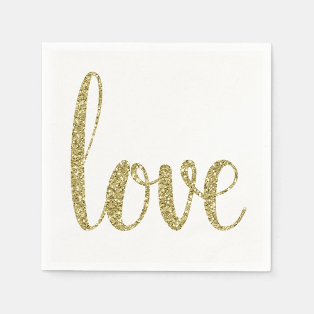 Servilleta De Papel Toallas de cóctel de amor, purpurina (Anverso)