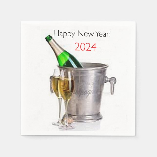 Servilleta De Papel Toallas de cóctel de Año Nuevo 2024 (Anverso)