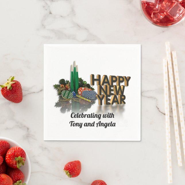 Servilleta De Papel Toallas de cóctel de Año Nuevo personalizadas (In situ)