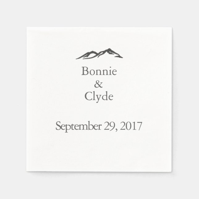Servilleta De Papel Toallas de cóctel de Boda de montaña (Anverso)