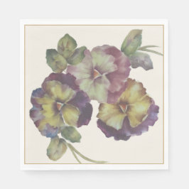 Servilleta De Papel Toallas de cóctel Pansy Pintadas a mano con Antiqu