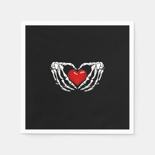 Servilleta De Papel Toallas de cóctel, Skeleton Manos Alrededor Del Co (Anverso)