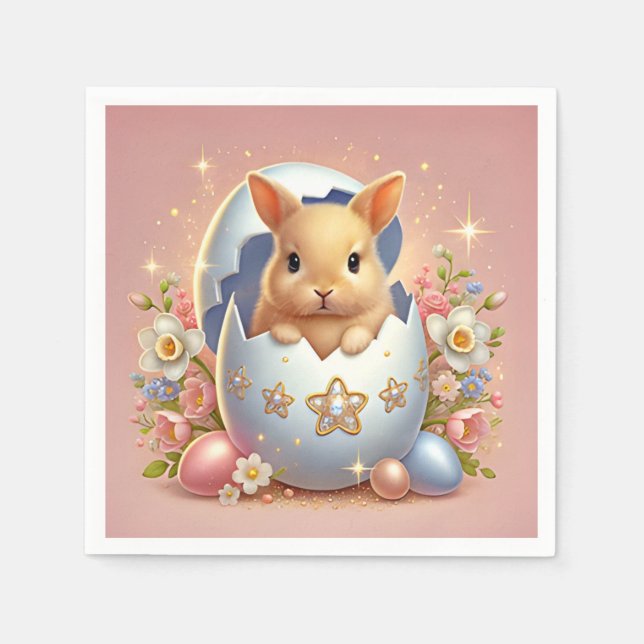 Servilleta De Papel Toallas de conejo para bebés encantadas (Anverso)