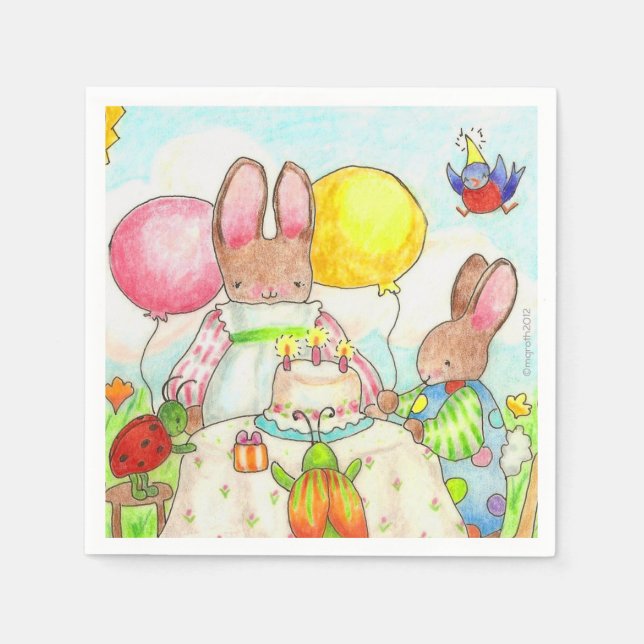Servilleta De Papel Toallas de cumpleaños Bunny and Bug (Anverso)