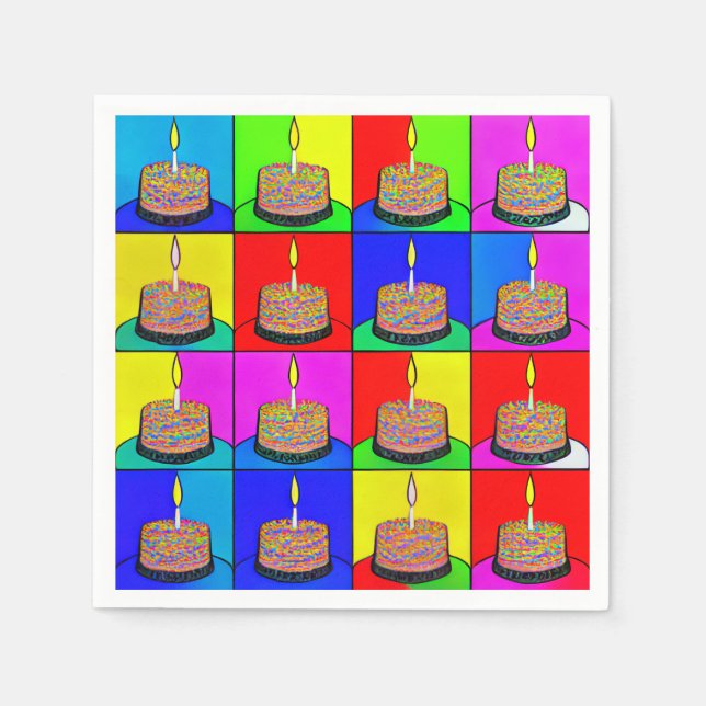 Servilleta De Papel Toallas de cumpleaños con diseño de pasteles (Anverso)