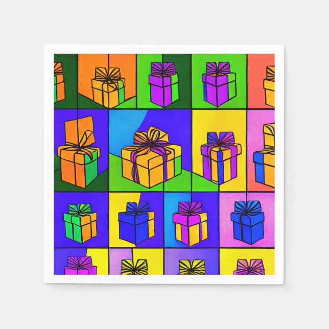 Servilleta De Papel Toallas de cumpleaños con diseño de regalo (Anverso)