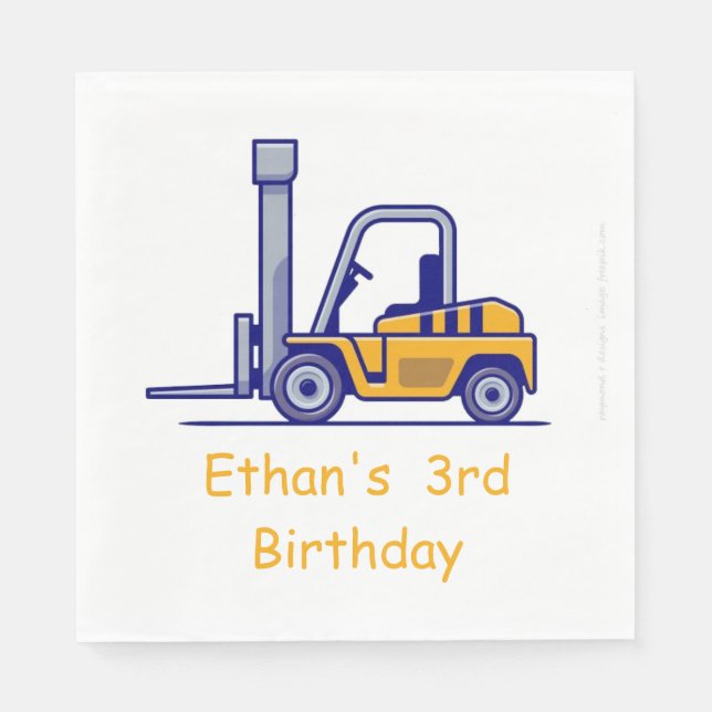 Servilleta De Papel Toallas de cumpleaños de camión de construcción (Anverso)