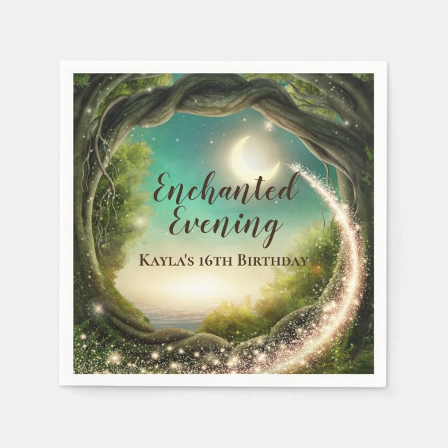 Servilleta De Papel Toallas de cumpleaños forestales encantadas (Anverso)