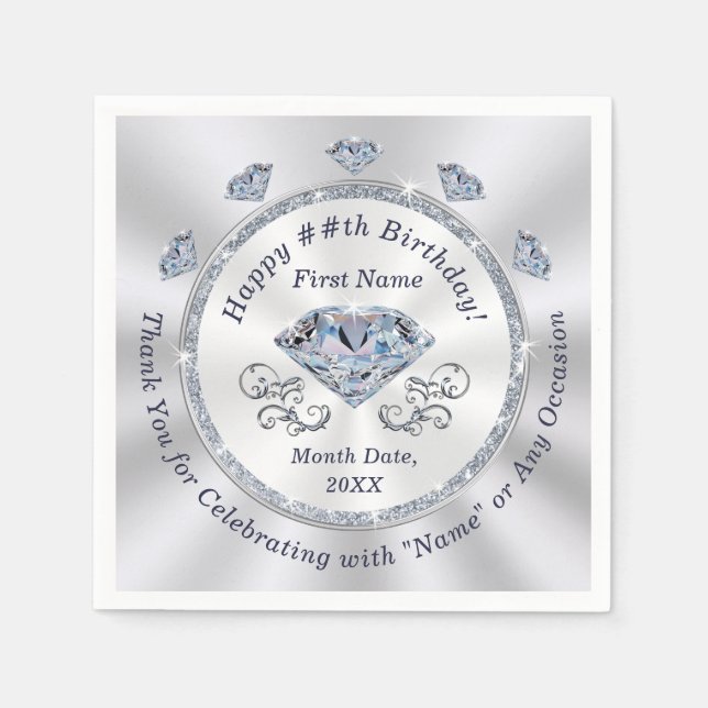 Servilleta De Papel Toallas de cumpleaños personalizadas, cócteles o 3 (Anverso)