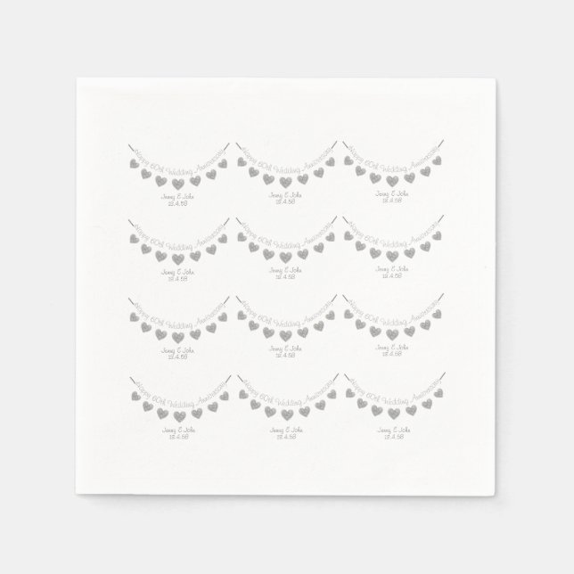 Servilleta De Papel Toallas de Diamante 60 Aniversario Boda (Anverso)