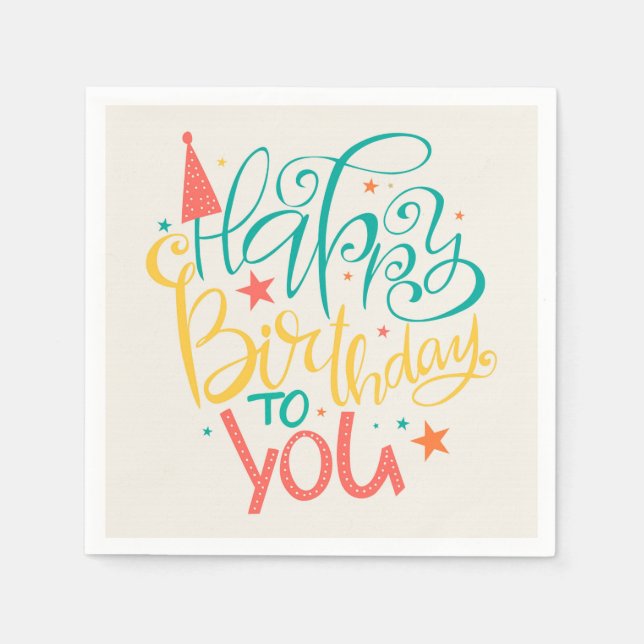 Servilleta De Papel Toallas de diseño retro feliz cumpleaños (Anverso)