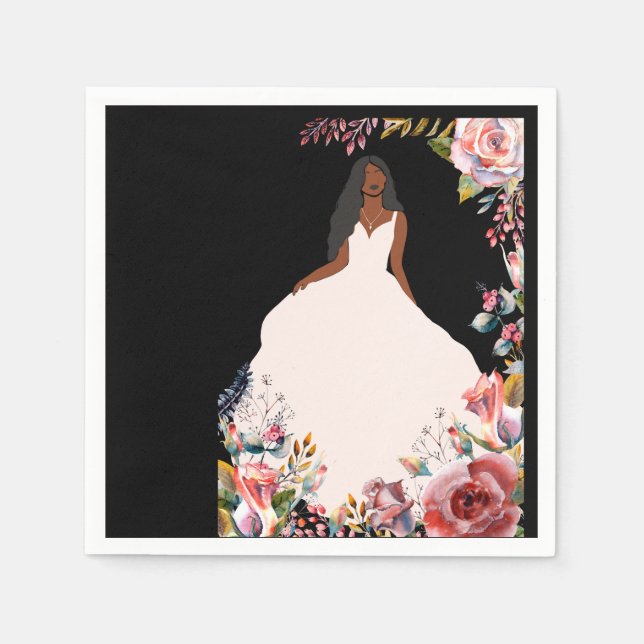 Servilleta De Papel Toallas de ducha de novia afroamericanas (Anverso)