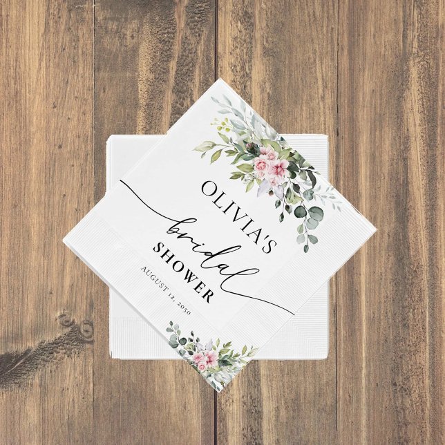 Servilleta De Papel Toallas de ducha de novia Rubor Pink Greenery (Subido por el creador)