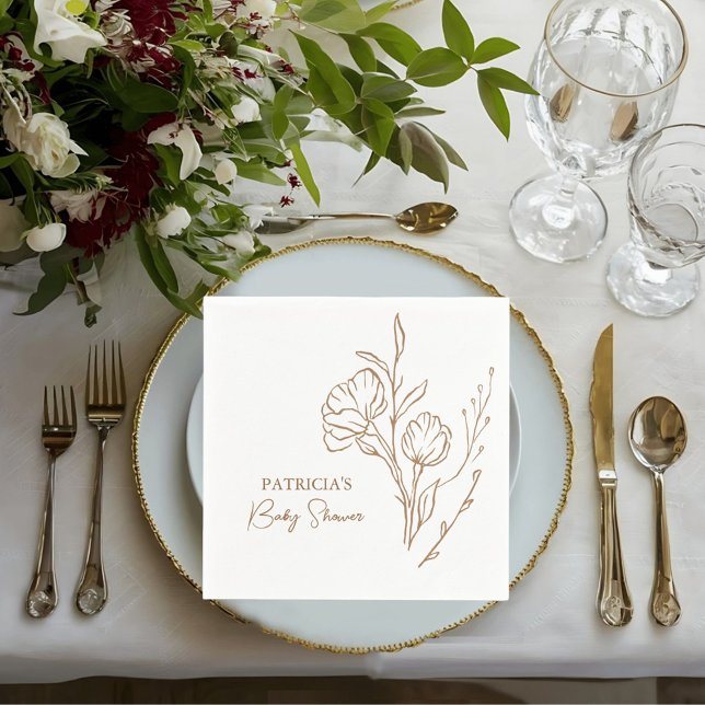 Servilleta De Papel Toallas de ducha para novias | Elegante estilo de  (Elevate your bridal shower with our exquisite Modern Gold Faux Foil Script napkins.)