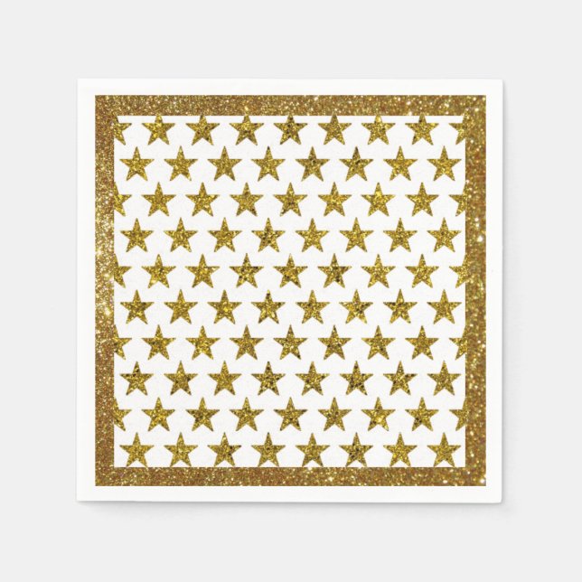 Servilleta De Papel Toallas de estrellas de purpurina dorado (Anverso)