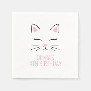 Servilleta De Papel Toallas de fiesta de cumpleaños de Kitten rosa