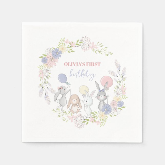 Servilleta De Papel Toallas de fiesta de cumpleaños florida de primave (Anverso)