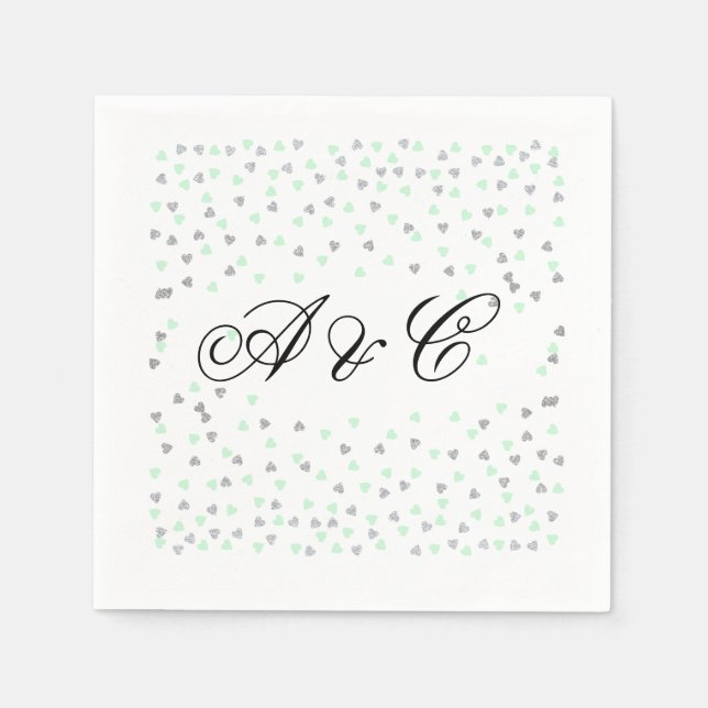 Servilleta De Papel Toallas de Fiesta de menta y plata (Anverso)