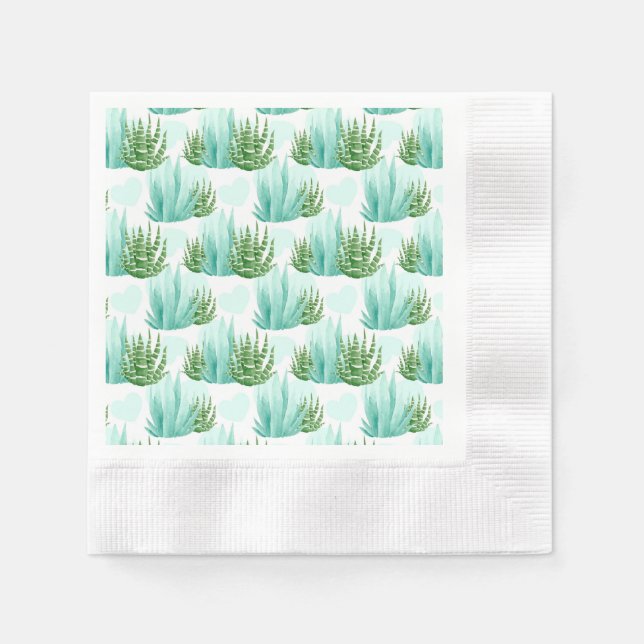 Servilleta De Papel Toallas de fiesta de patrón de cactus de color agu (Anverso)
