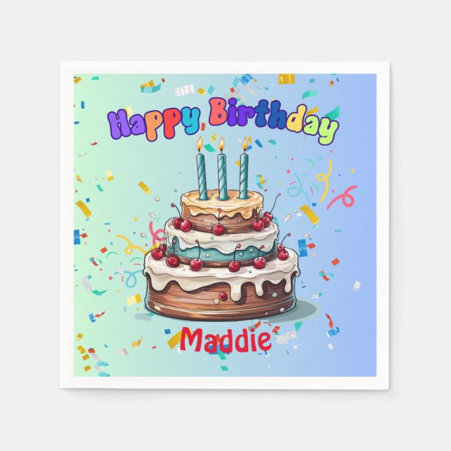 Servilleta De Papel Toallas de fiesta de tercer cumpleañosCóctel están (Anverso)