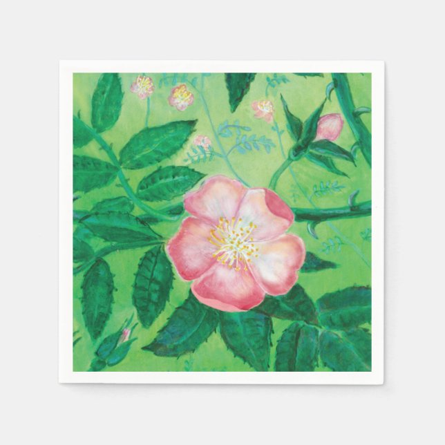 Servilleta De Papel Toallas de flores rosas silvestres (Anverso)