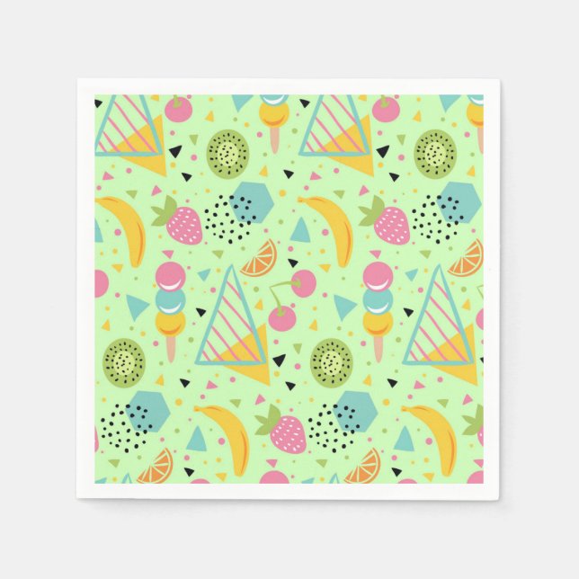 Servilleta De Papel Toallas de frutas y formas geométricas de verano (Anverso)
