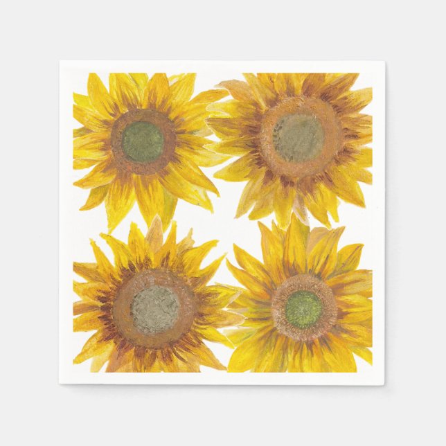 Servilleta De Papel Toallas de girasol pintadas a mano (Anverso)