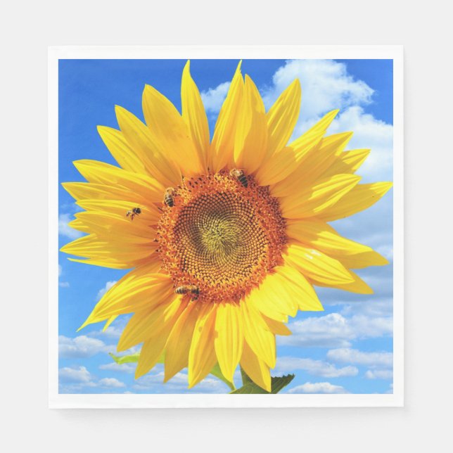 Servilleta De Papel Toallas de girasol y abejas (Anverso)