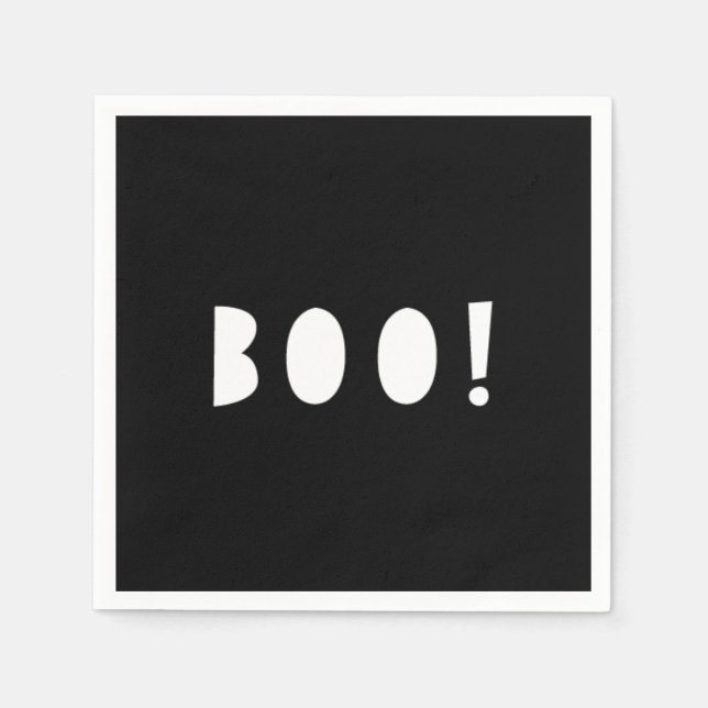 Servilleta De Papel Toallas de Halloween en blanco y negro | ¡BOO! (Anverso)