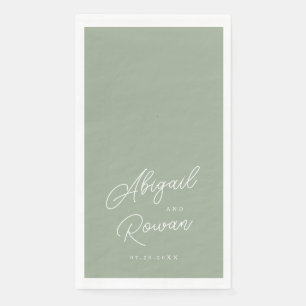 Servilleta De Papel Toallas de Invitado de Boda Minimalistas Verde Sal