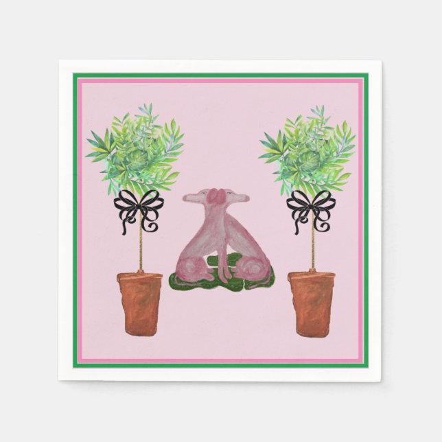 Servilleta De Papel Toallas de invitado de papel de perro rosa de Topi (Anverso)